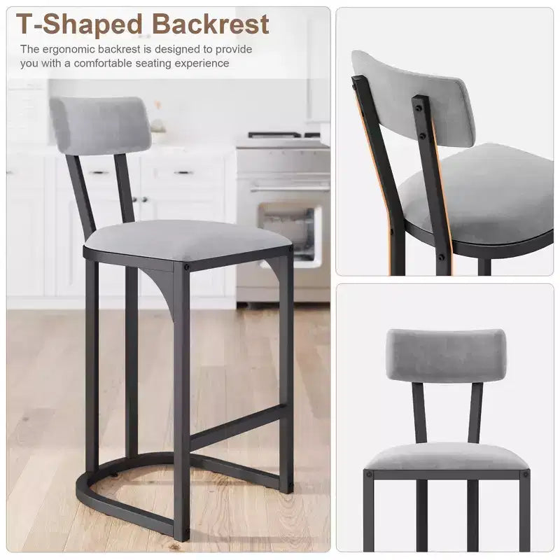 Juego de 4 taburetes de bar, taburetes de bar de altura de encimera con respaldo alto con tapicería de terciopelo blanco y patas de metal dorado, taburetes de isla de cocina acolchados suaves, sillas de bar