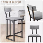 Juego de 4 taburetes de bar, taburetes de bar de altura de encimera con respaldo alto con tapicería de terciopelo blanco y patas de metal dorado, taburetes de isla de cocina acolchados suaves, sillas de bar
