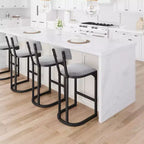 Juego de 4 taburetes de bar, taburetes de bar de altura de encimera con respaldo alto con tapicería de terciopelo blanco y patas de metal dorado, taburetes de isla de cocina acolchados suaves, sillas de bar