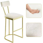 Juego de 4 taburetes de bar, taburetes de bar de altura de encimera con respaldo alto con tapicería de terciopelo blanco y patas de metal dorado, taburetes de isla de cocina acolchados suaves, sillas de bar