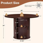 Mesa de comedor redonda Hommpa de 48 pulgadas con almacenamiento - Estante ajustable de 3 niveles, estilo rústico moderno, asientos para 4-6 personas