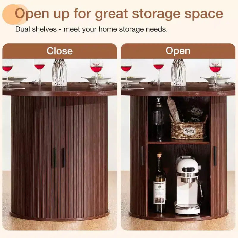 Mesa de comedor redonda Hommpa de 48 pulgadas con almacenamiento - Estante ajustable de 3 niveles, estilo rústico moderno, asientos para 4-6 personas