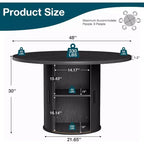 Mesa de comedor redonda Hommpa de 48 pulgadas con almacenamiento - Estante ajustable de 3 niveles, estilo rústico moderno, asientos para 4-6 personas