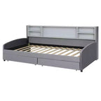 Cama de plataforma tapizada de terciopelo tamaño individual Luxystar con estantes de almacenamiento y 2 cajones para sala de estar