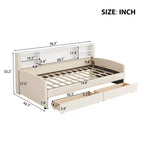Cama de plataforma tapizada de terciopelo tamaño individual Luxystar con estantes de almacenamiento y 2 cajones para sala de estar