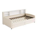Cama de plataforma tapizada de terciopelo tamaño individual Luxystar con estantes de almacenamiento y 2 cajones para sala de estar