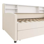 Cama de plataforma tapizada de terciopelo tamaño individual Luxystar con estantes de almacenamiento y 2 cajones para sala de estar