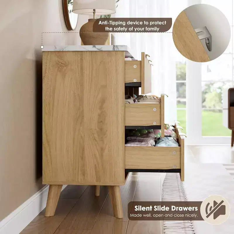Cómoda de 60.6" de ancho con 9 cajones hondos - Mueble de TV moderno y cómoda para dormitorio, sala de estar y pasillo