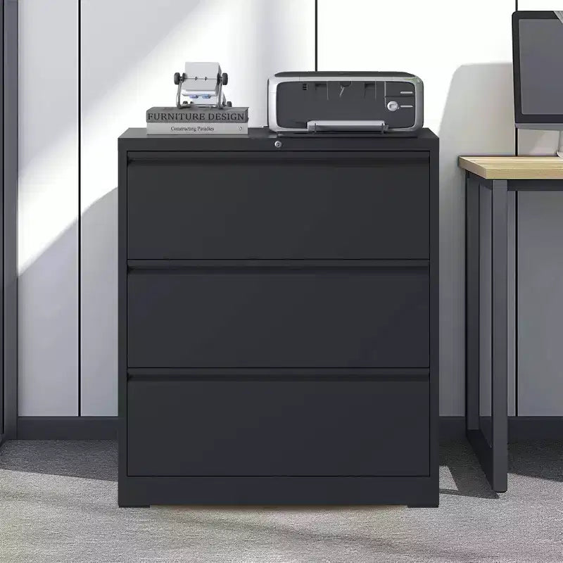 Archivador lateral con cerradura VIYET 40H - Metal resistente para oficina en casa, guías de extensión total silenciosas, antivuelco, apto para cartas/oficio/A4/F4