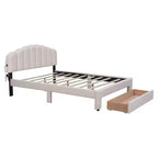 MAYEERTY Cama plataforma tapizada de felpa de forro polar, tamaño Queen, con cajones, dormitorio, beige