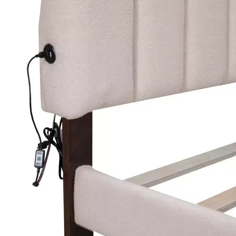 MAYEERTY Cama plataforma tapizada de felpa de forro polar, tamaño Queen, con cajones, dormitorio, beige