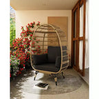 Sillón colgante de exterior con cojines gruesos, silla tipo cesta de mimbre extragrande para balcón, patio, sala de estar, capacidad de 158 kg