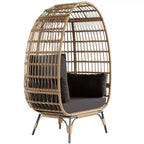 Outdoor Egg Chair with Thick Cushions, Oversized Patio Wicker Basket Chair for Balcony, Patio, Living Room, 350LBs Capacity