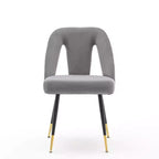 Juego de 2 sillas de comedor tapizadas en terciopelo, sillas decorativas con ribete de tachuelas y patas de metal negro con punta dorada para cocina o comedor - Panipeachy