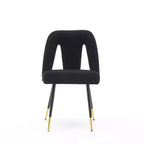 Juego de 2 sillas de comedor tapizadas en terciopelo, sillas decorativas con ribete de tachuelas y patas de metal negro con punta dorada para cocina o comedor - Panipeachy