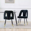 Velvet Upholstered Dining Chairs Set of 2, Accent Chairs with Nailhead Trim and Gold-Tipped Black Metal Legs for Kitchen or Dining Area - Panipeachy