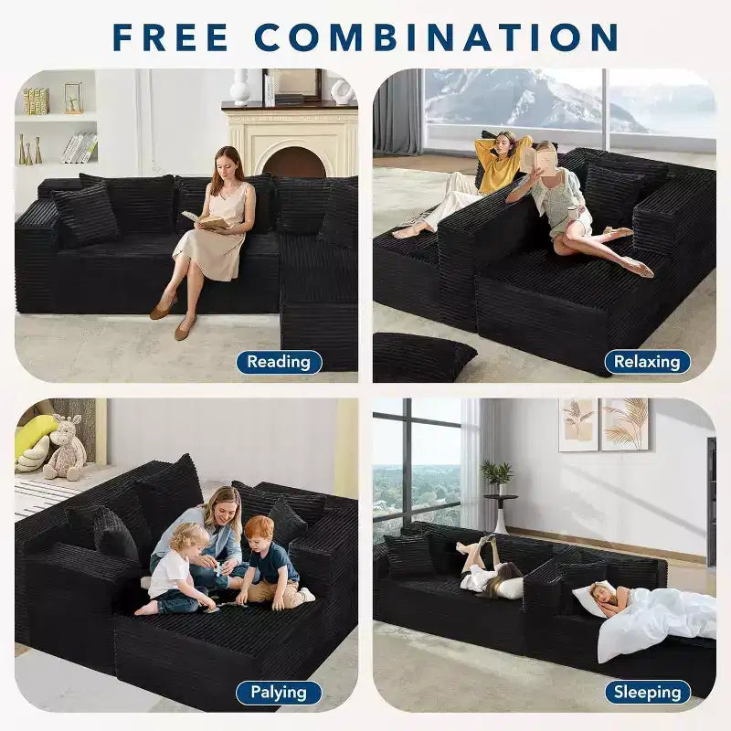 Sofá esquinero modular en forma de nube de 106 pulgadas, sofá con diván, sofá en forma de L de 3 plazas para sala de estar, asiento profundo de espuma viscoelástica