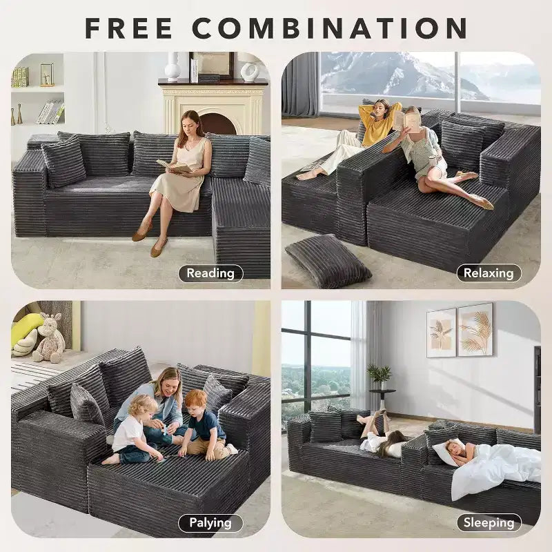 Sofá esquinero modular en forma de nube de 106 pulgadas, sofá con diván, sofá en forma de L de 3 plazas para sala de estar, asiento profundo de espuma viscoelástica