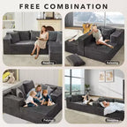 Sofá esquinero modular en forma de nube de 106 pulgadas, sofá con diván, sofá en forma de L de 3 plazas para sala de estar, asiento profundo de espuma viscoelástica