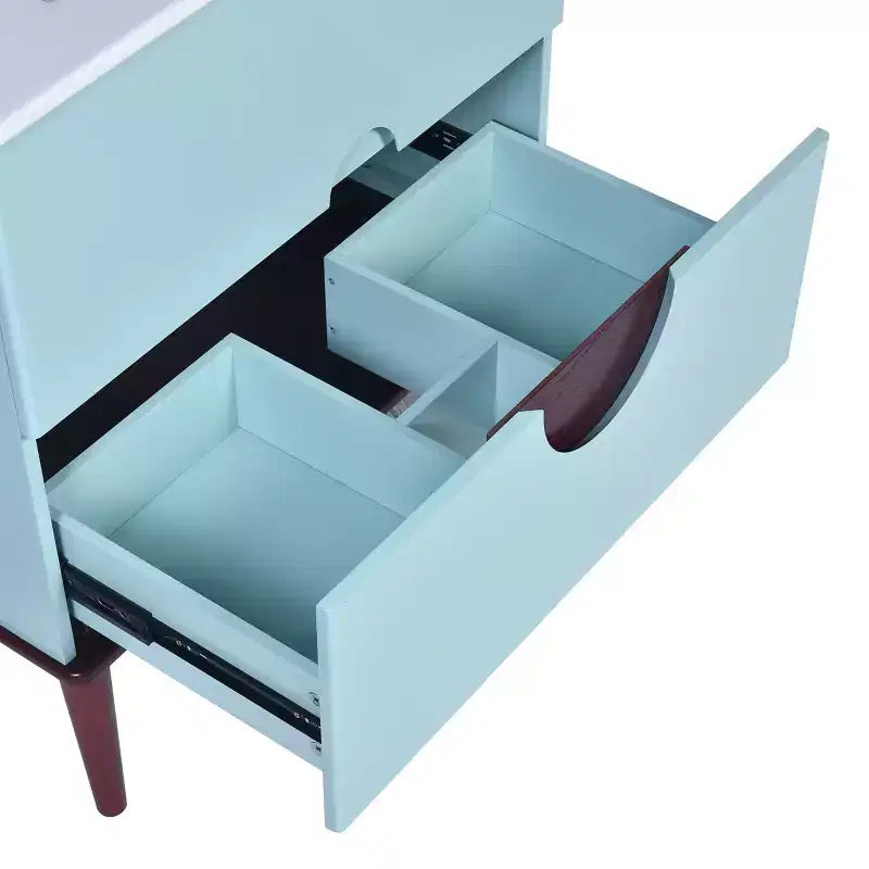 30 Tocador de Baño con Fregadero Combinado, Gabinete de Almacenamiento de Baño con Cajones, Tocador de Baño de Un Solo Fregadero, Azul