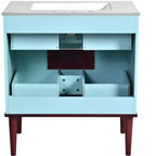 30 Tocador de Baño con Fregadero Combinado, Gabinete de Almacenamiento de Baño con Cajones, Tocador de Baño de Un Solo Fregadero, Azul