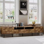 Mueble de TV MAYEERTY de mediados de siglo con 2 cajones, mesa consola multimedia para televisores de hasta 85 pulgadas, centro de entretenimiento con almacenamiento para sala de estar
