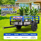 Volquete de acero resistente de 1500 lb, remolque utilitario con laterales extraíbles, remolque con capacidad de 15 pies cúbicos para ATV, UTV, cortacéspedes