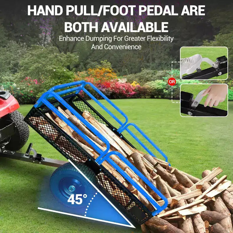 Volquete de acero resistente de 1500 lb, remolque utilitario con laterales extraíbles, remolque con capacidad de 15 pies cúbicos para ATV, UTV, cortacéspedes
