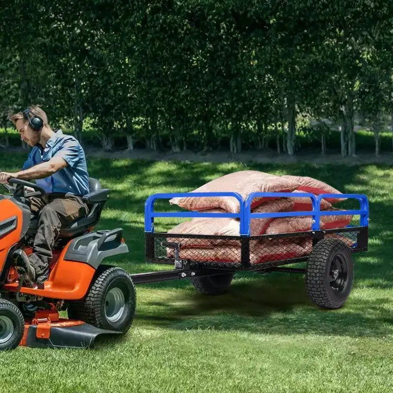 Volquete de acero resistente de 1500 lb, remolque utilitario con laterales extraíbles, remolque con capacidad de 15 pies cúbicos para ATV, UTV, cortacéspedes