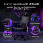 Silla de juego ergonómica ASUS ROG Destrier Core, estética ciborg futurista, ajustes de asiento versátiles, modo de soporte para juegos móviles en el reposabrazos, panel acústico