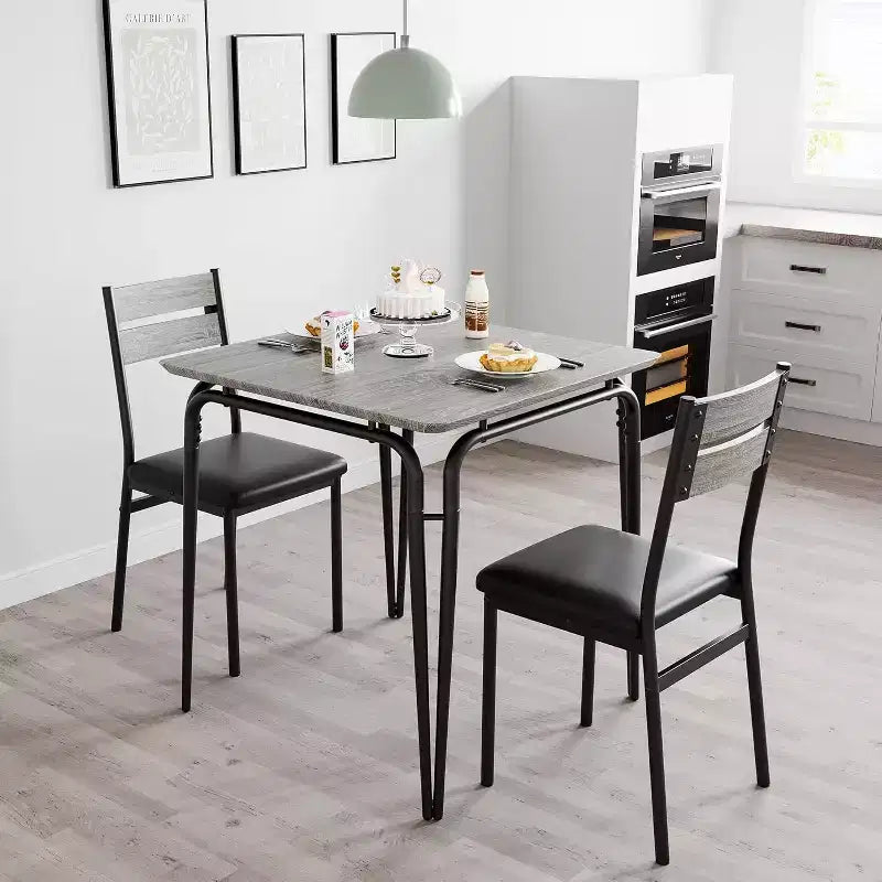 Juego de comedor de 3 piezas - Mesa de cocina cuadrada con sillas tapizadas para 2 personas, juego de comedor moderno pequeño para apartamento