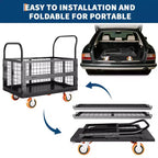 Carro de plataforma de 2000 Lbs con jaula, carro de mano plegable 6 en 1 de alta resistencia con jaulas, carro de mano plegable Dolly
