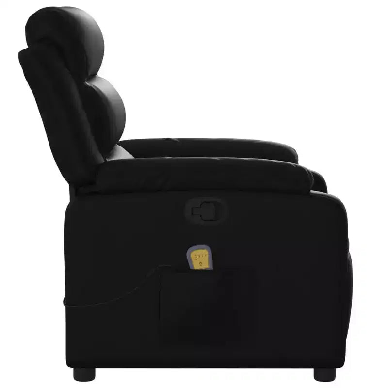 vidaXL Sillón reclinable de masaje ajustable negro de cuero sintético - Reclinación manual por empuje hacia atrás