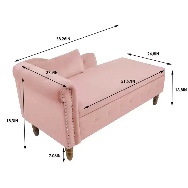Sofá reclinable moderno con almacenaje, ribete de tachuelas, sillón tapizado de terciopelo capitoné con almacenaje y almohada para sala de estar