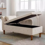 Sofá reclinable moderno con almacenaje, ribete de tachuelas, sillón tapizado de terciopelo capitoné con almacenaje y almohada para sala de estar