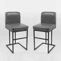 Industrial Backrest Bar Stools (Upholstered+Iron Frame, BY-2413 with Adjustable Foot Nails)