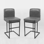Industrial Backrest Bar Stools (Upholstered+Iron Frame, BY-2413 with Adjustable Foot Nails)