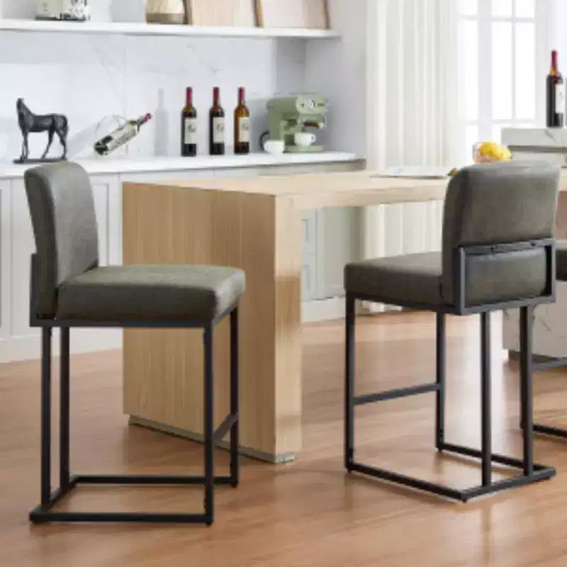 Taburetes de Bar Industriales con Respaldo (Tapizados + Estructura de Hierro, BY-2413 con Pies Ajustables)