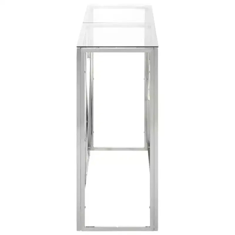 vidaXL Mesa consola Pasillo Sala de estar Acero inoxidable y Vidrio templado