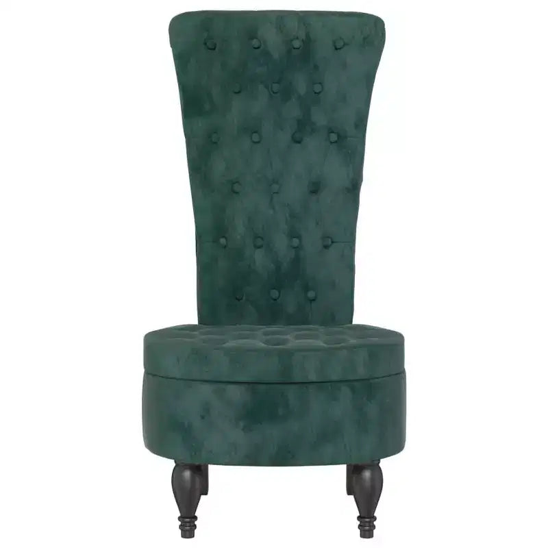 vidaXL Silla de respaldo alto Terciopelo verde oscuro, Madera maciza, Contrachapado Individual