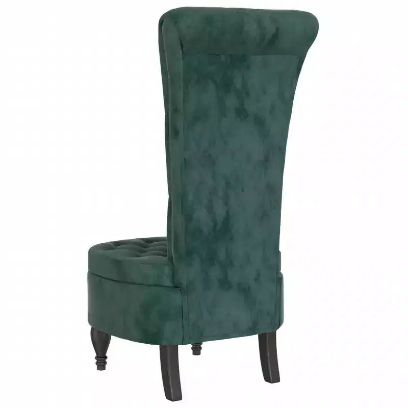 vidaXL Silla de respaldo alto Terciopelo verde oscuro, Madera maciza, Contrachapado Individual