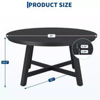 Mesa de centro redonda de 36 pulgadas con tapa de vetas de madera, patas de metal gruesas y pies ajustables, mesa central circular moderna para sala de estar y apartamentos