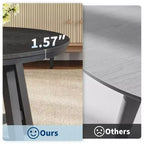 Mesa de centro redonda de 36 pulgadas con tapa de vetas de madera, patas de metal gruesas y pies ajustables, mesa central circular moderna para sala de estar y apartamentos