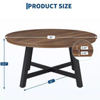 Mesa de centro redonda de 36 pulgadas con tapa de vetas de madera, patas de metal gruesas y pies ajustables, mesa central circular moderna para sala de estar y apartamentos