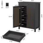 Mueble Zapatero de 5 Niveles Lantine con Puertas Persianas y Cajón, Organizador de Zapatos con Estantes Ajustables para Entrada, Pasillo, Armario, Negro