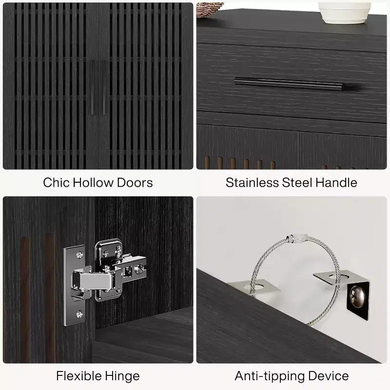 Mueble Zapatero de 5 Niveles Lantine con Puertas Persianas y Cajón, Organizador de Zapatos con Estantes Ajustables para Entrada, Pasillo, Armario, Negro