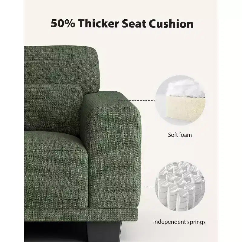 40 Sillón individual moderno de brazo ancho y asiento profundo, sofá individual para sala de estar, cómodo sofá individual con una capacidad de peso máxima de 300 lb, verde