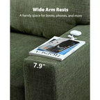40 Sillón individual moderno de brazo ancho y asiento profundo, sofá individual para sala de estar, cómodo sofá individual con una capacidad de peso máxima de 300 lb, verde