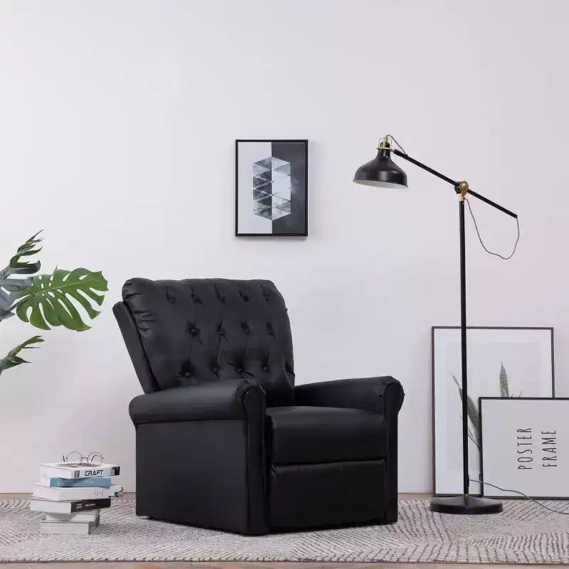 vidaXL Sillón reclinable de cuero sintético negro