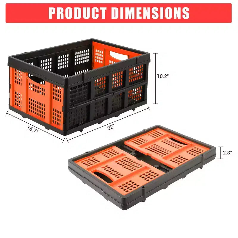 Cestas grandes de almacenamiento plegables de 22x15.7x10.2 pulgadas, cajas de plástico plegables, contenedores apilables extragruesos para el hogar, la cocina y la despensa